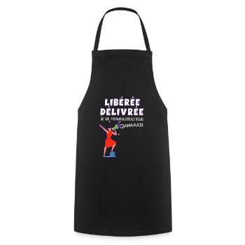 Jamais Humour Femme Retraite - Tablier de cuisine - noir - Devant - AI Model Male 185 dark (185cm)