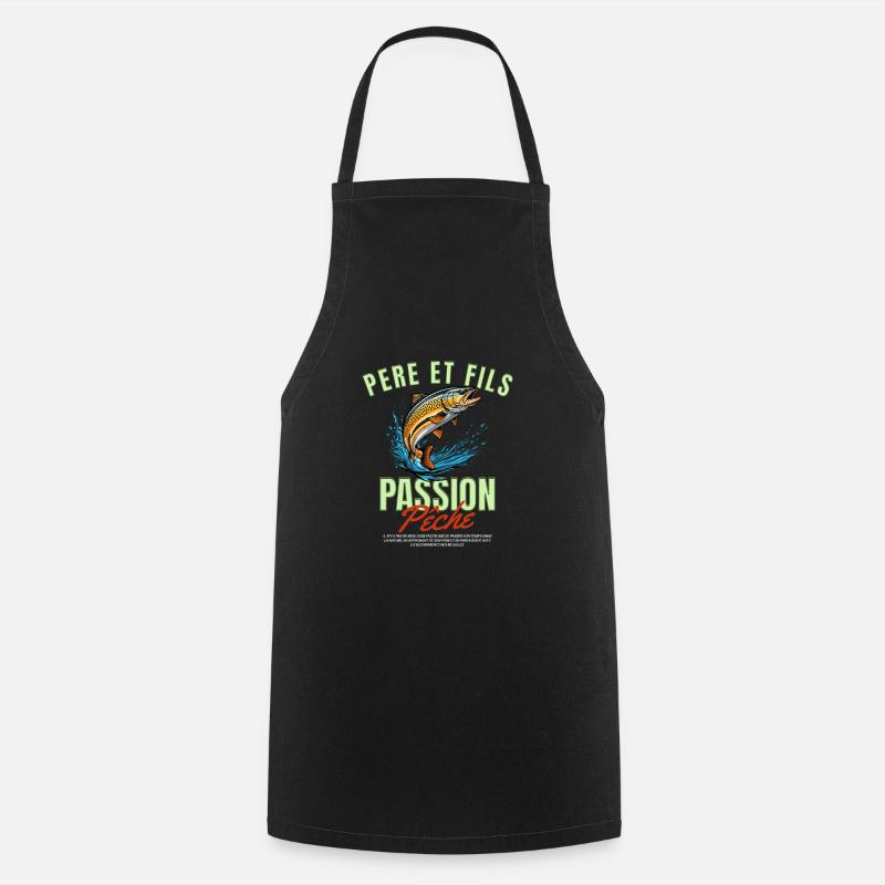 pêche père fils - Tablier de cuisine - noir