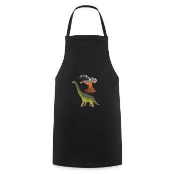 Dino and Volcano - Cooking Apron - black - Front - AI Model Male 185 dark (185cm)