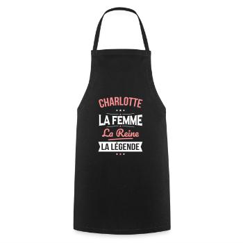 Charlotte - La Femme - La Reine - La Légende - Tablier de cuisine - noir - Devant - AI Model Male 185 dark (185cm)