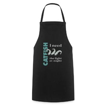 Catfish fishing fight with the strong catfish - Cooking Apron - black - Front - AI Model Male 185 dark (185cm)