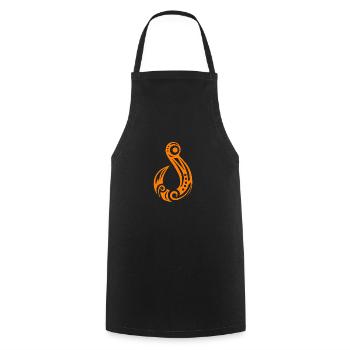Maori Fishhook Matau Orange - Tablier de cuisine - noir - Devant - AI Model Male 185 dark (185cm)