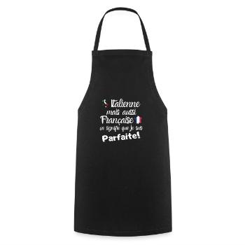 Je suis Italienne et française cadeau femme humour - Tablier de cuisine - noir - Devant - AI Model Male 185 dark (185cm)