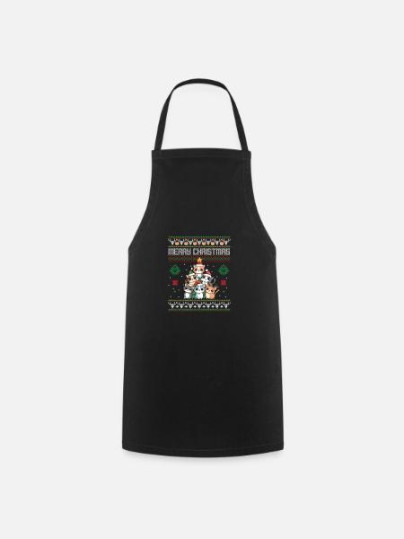 Katze Weihnachten Katze - Kochschürze - Schwarz