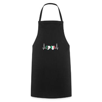 Algeria Italy Heartbeat Flag Algerians - Cooking Apron - black - Front - AI Model Male 185 dark (185cm)