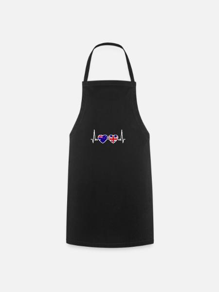 Australia UK Heartbeat Flag Australian - Cooking Apron - black
