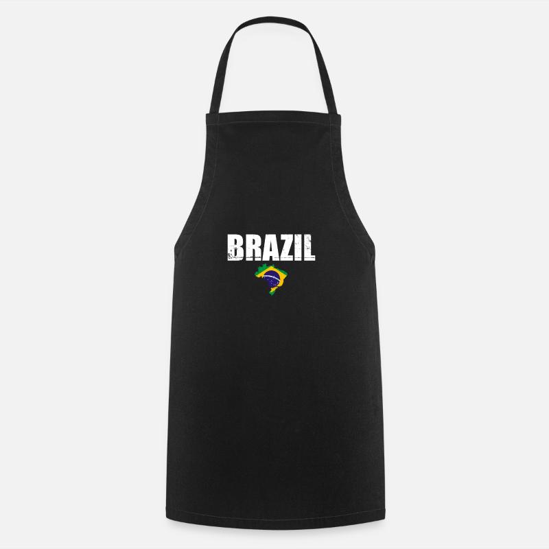 Brésil Brésil Carte Drapeau Brésil - Tablier de cuisine - noir