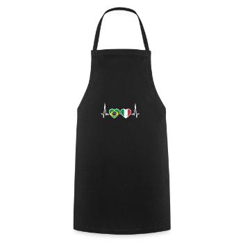 Brésil Italie Vintage Heartbeat Flag - Tablier de cuisine - noir - Devant - AI Model Male 185 dark (185cm)
