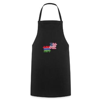 Gambie USA Drapeau Américain Gambien - Tablier de cuisine - noir - Devant - AI Model Male 185 dark (185cm)
