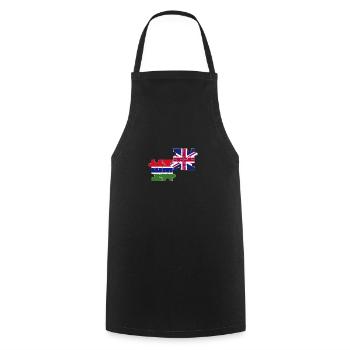 Gambie, Drapeau britannique, Gambien - Tablier de cuisine - noir - Devant - AI Model Male 185 dark (185cm)