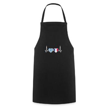 Grèce France Heartbeat Flag Grec - Tablier de cuisine - noir - Devant - AI Model Male 185 dark (185cm)