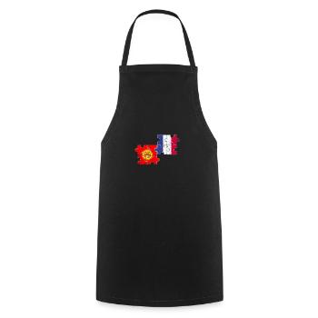 Kirgisistan Frankreich Vintage Flagge Kirgise - Kochschürze - Schwarz - Vorne - AI Model Male 185 dark (185cm)