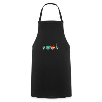 Kazakhstan Espagne Vintage Heartbeat Flag - Tablier de cuisine - noir - Devant - AI Model Male 185 dark (185cm)