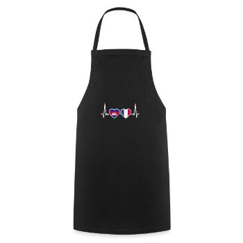 Cambodia France Vintage Heartbeat Flag - Cooking Apron - black - Front - AI Model Male 185 dark (185cm)