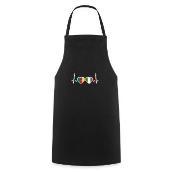 Cameroun Italie Heartbeat Flag Camerounais - Tablier de cuisine - noir - Devant - AI Model Male 185 dark (185cm)