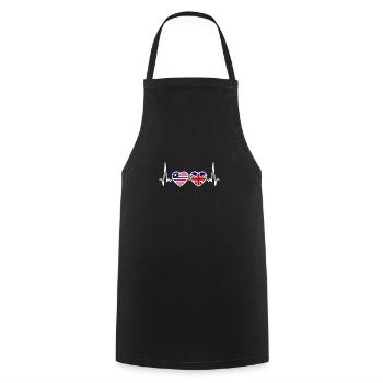 Libéria Royaume-Uni Heartbeat Flag Libériens britanniques - Tablier de cuisine - noir - Devant - AI Model Male 185 dark (185cm)