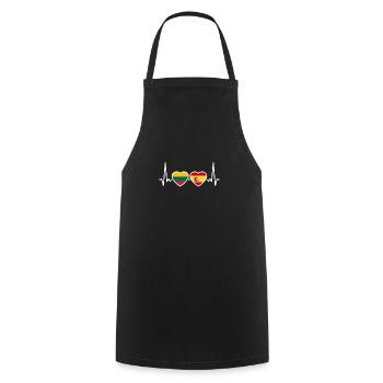 Lithuania Spain Heartbeat Flag Spanish Lithuanian - Cooking Apron - black - Front - AI Model Male 185 dark (185cm)
