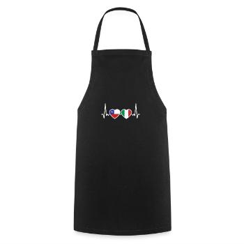 Chile Italy Heartbeat Flag Chilean - Cooking Apron - black - Front - AI Model Male 185 dark (185cm)