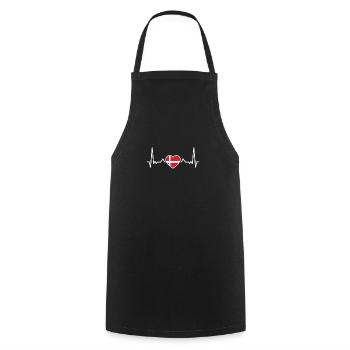 Denmark Heartbeat Danish flag Dane - Cooking Apron - black - Front - AI Model Male 185 dark (185cm)