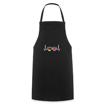 Mozambique UK heartbeat flag Mozambican - Cooking Apron - black - Front - AI Model Male 185 dark (185cm)