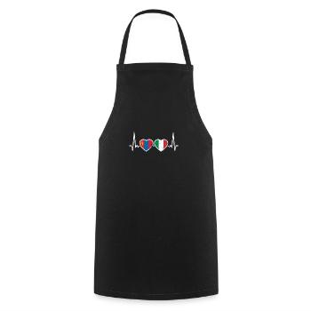 Mongolia Italy Vintage Heartbeat Flag - Cooking Apron - black - Front - AI Model Male 185 dark (185cm)