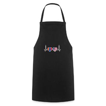 Mongolia USA Heartbeat Flag Mongolian - Cooking Apron - black - Front - AI Model Male 185 dark (185cm)