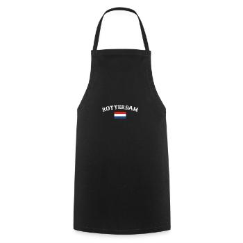Rotterdam, Pays-Bas, Drapeau d’époque - Tablier de cuisine - noir - Devant - AI Model Male 185 dark (185cm)
