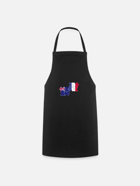 New Zealand France Flag New Zealanders - Cooking Apron - black