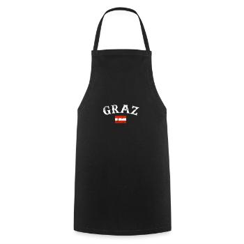 Graz Autriche Vintage drapeau autrichien - Tablier de cuisine - noir - Devant - AI Model Male 185 dark (185cm)