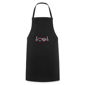 Libya UK Vintage Heartbeat Flag Libyan - Cooking Apron - black - Front - AI Model Male 185 dark (185cm)