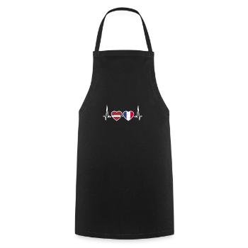 Lettonie France Vintage Heartbeat drapeau - Tablier de cuisine - noir - Devant - AI Model Male 185 dark (185cm)