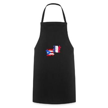Porto Rico France Drapeau Portoricain - Tablier de cuisine - noir - Devant - AI Model Male 185 dark (185cm)