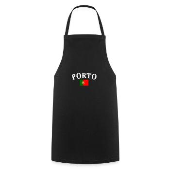 Porto Portugal Portuguese Flag Portuguese - Cooking Apron - black - Front - AI Model Male 185 dark (185cm)