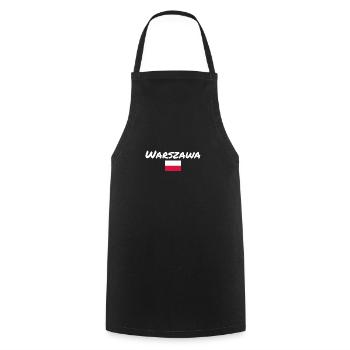 Warszawa Poland Polish Flag Pole - Cooking Apron - black - Front - AI Model Male 185 dark (185cm)
