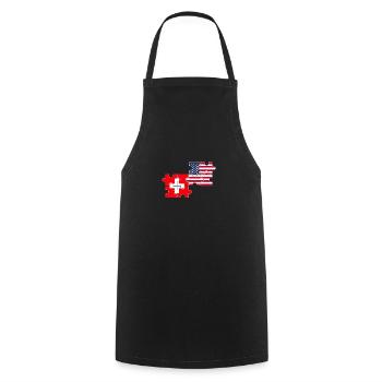 Suisse USA Drapeau Américain Suisse - Tablier de cuisine - noir - Devant - AI Model Male 185 dark (185cm)