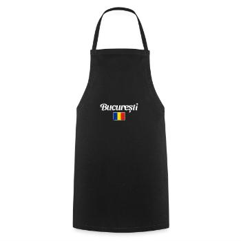 Bucuresti Romania Vintage Romanian Flag - Cooking Apron - black - Front - AI Model Male 185 dark (185cm)