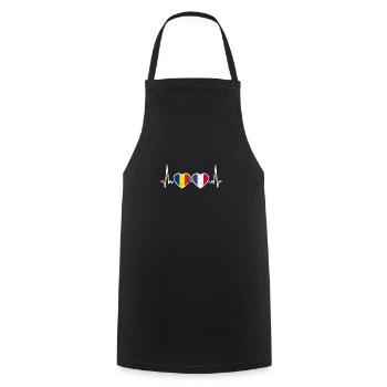 Roumanie France Vintage Heartbeat drapeau - Tablier de cuisine - noir - Devant - AI Model Male 185 dark (185cm)