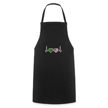 Zambia, USA, Heartbeat, Flag, American, Zambian - Cooking Apron - black - Front - AI Model Male 185 dark (185cm)