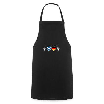 Drapeau de l’Écosse et de l’Allemagne Heartbeat - Tablier de cuisine - noir - Devant - AI Model Male 185 dark (185cm)