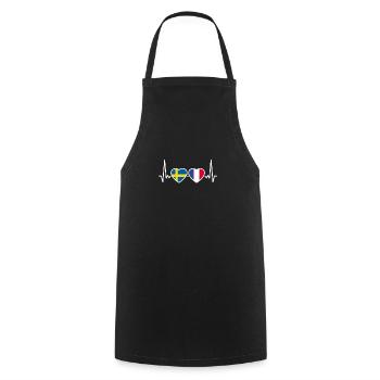 Suède, France, Heartbeat, Drapeau, Suède - Tablier de cuisine - noir - Devant - AI Model Male 185 dark (185cm)