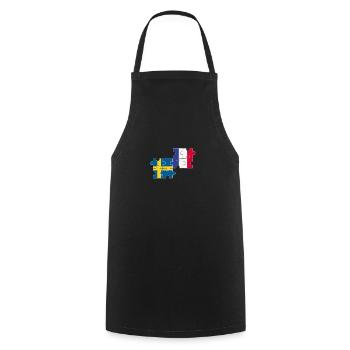 Suède, France, drapeau, Français, Suède - Tablier de cuisine - noir - Devant - AI Model Male 185 dark (185cm)