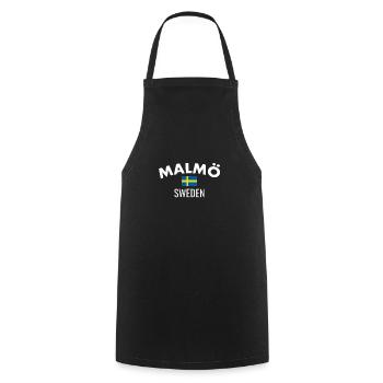 Malmö, Suède, Suède, Drapeau suédois, Suède - Tablier de cuisine - noir - Devant - AI Model Male 185 dark (185cm)