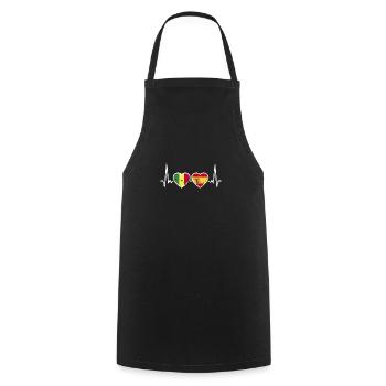 Sénégal Espagne Vintage Heartbeat drapeau - Tablier de cuisine - noir - Devant - AI Model Male 185 dark (185cm)
