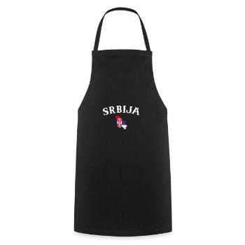 Srbija Vintage Map Serbia Serbian Flag - Cooking Apron - black - Front - AI Model Male 185 dark (185cm)