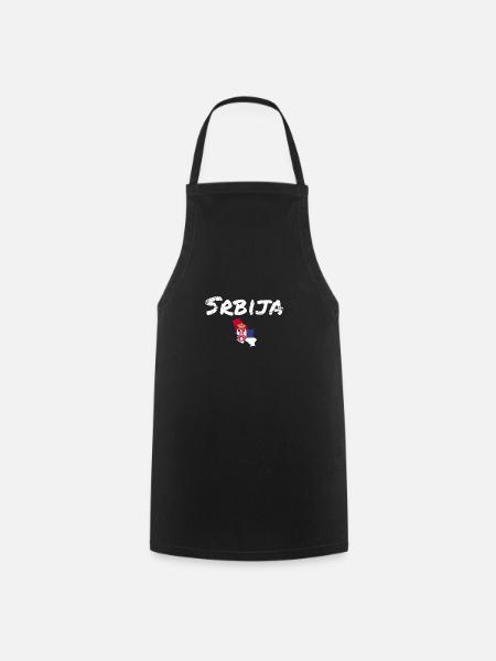 Srbija Vintage carte drapeau serbe serbe - Tablier de cuisine - noir