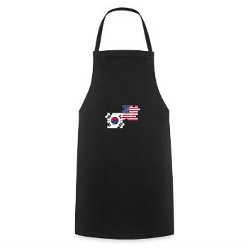 South Korea, USA, flag, American, Korean - Cooking Apron - black - Front - AI Model Male 185 dark (185cm)
