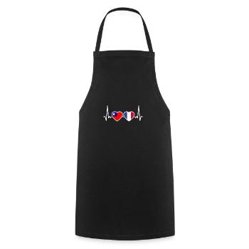 Taiwan France Heartbeat Flag Taiwanese - Cooking Apron - black - Front - AI Model Male 185 dark (185cm)