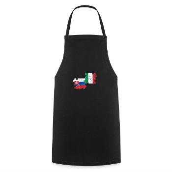Slovakia Italy Vintage Flag Italian Slovak - Cooking Apron - black - Front - AI Model Male 185 dark (185cm)