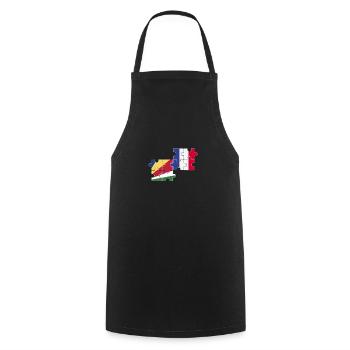 Seychelles France Drapeau Seychelles françaises - Tablier de cuisine - noir - Devant - AI Model Male 185 dark (185cm)