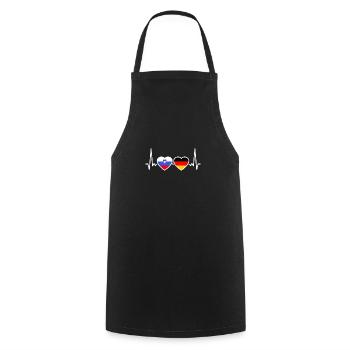 Slovenia Germany Heartbeat Flag Slovenian - Cooking Apron - black - Front - AI Model Male 185 dark (185cm)